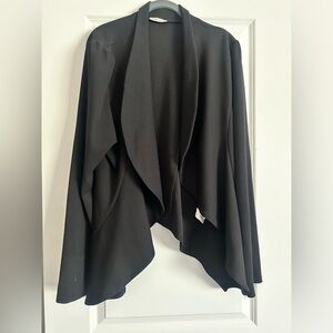 MINEFREE | Draped Open Front Lightweight Blazer | Black | 3XL